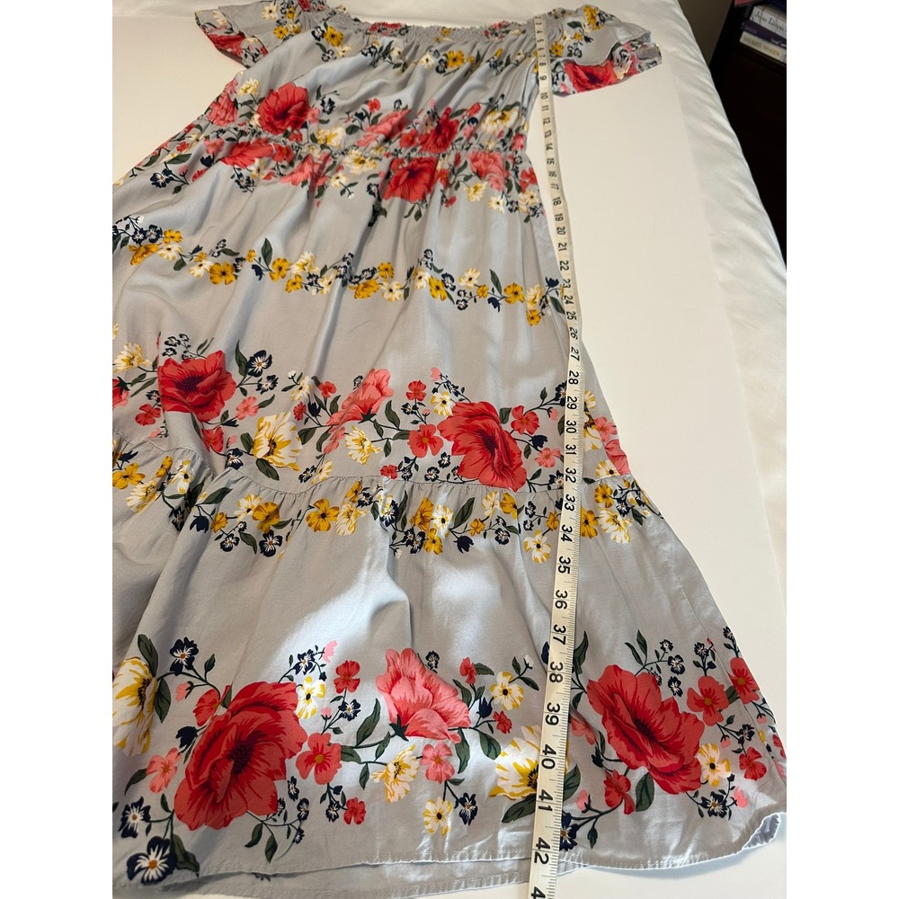 Old Navy Floral Off Shoulder Maxi Dress Smocked Tiered Dress Large - Picture 4 of 6